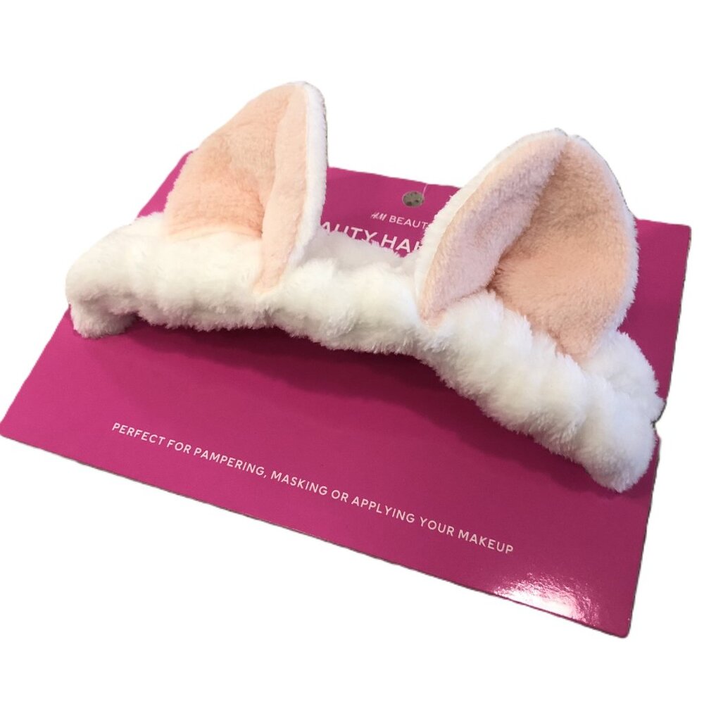 H&M Beauty Hair Band Headband Cute Cat Ear White Spa Facial Skincare Makeup